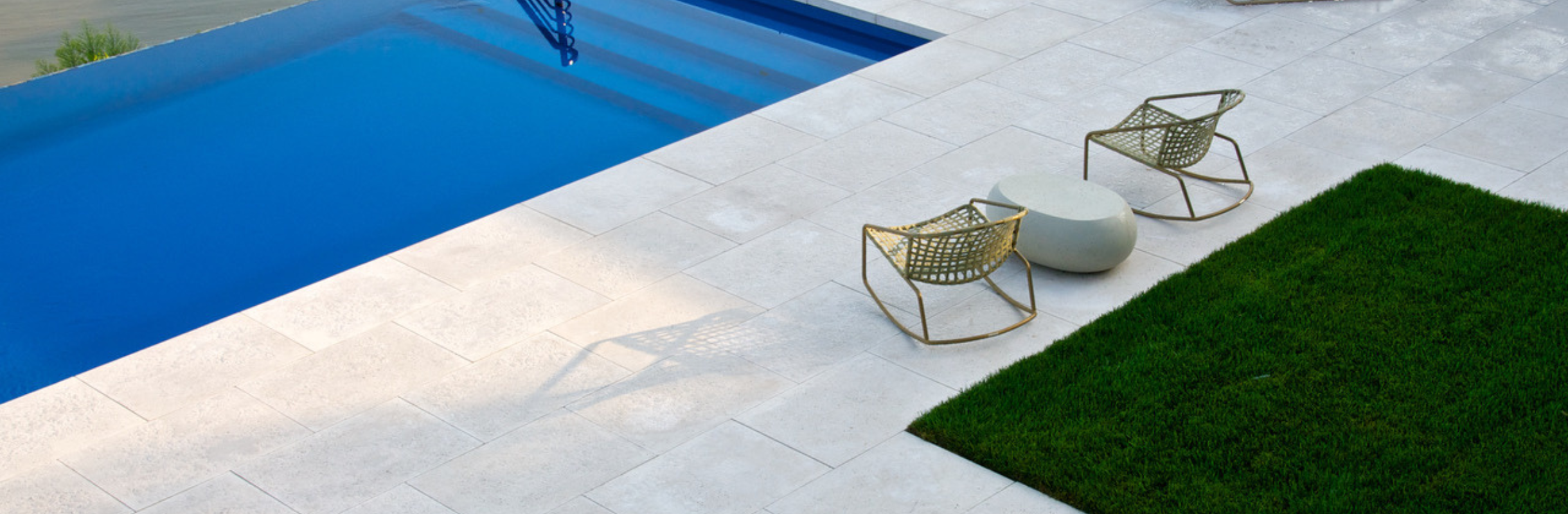 travertine by a pool