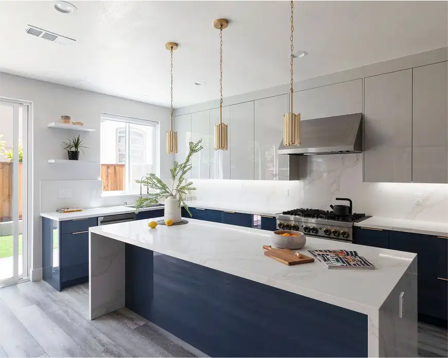 Marble countertops in a modern kitchen