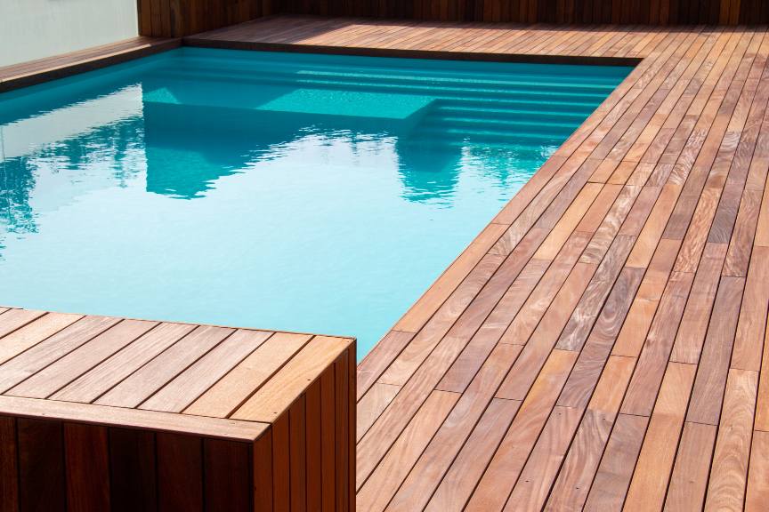 wooden pool deck