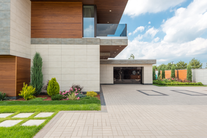 Modern home driveway